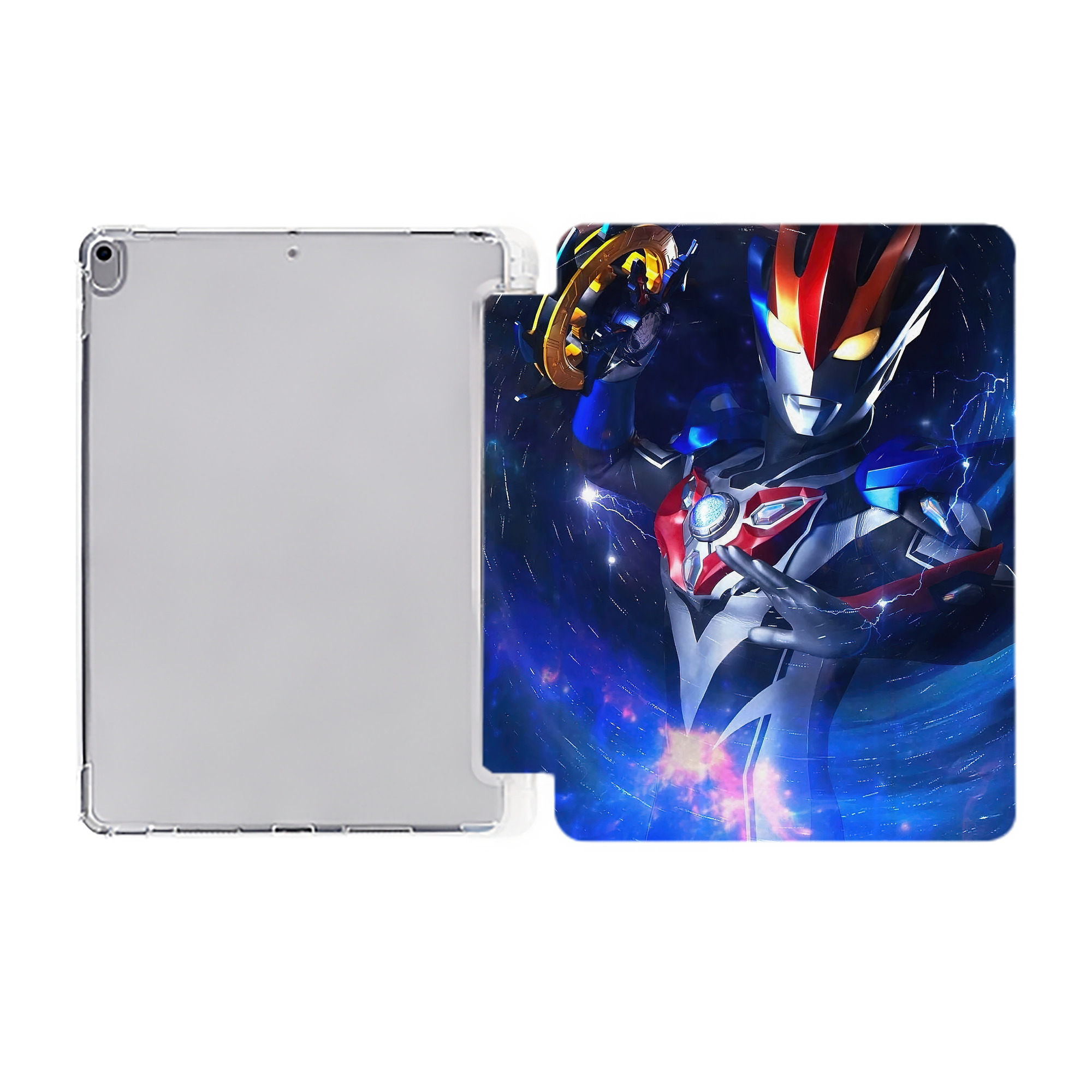（画像用） ウルトラマン Ultraman IPad ケース ペン収納付き 三つ折りスタンド PUレザー×シリコン 対応機種9.5/10.5/10.9インチ